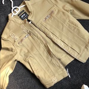 Distressed Canvas Cropped Jacket